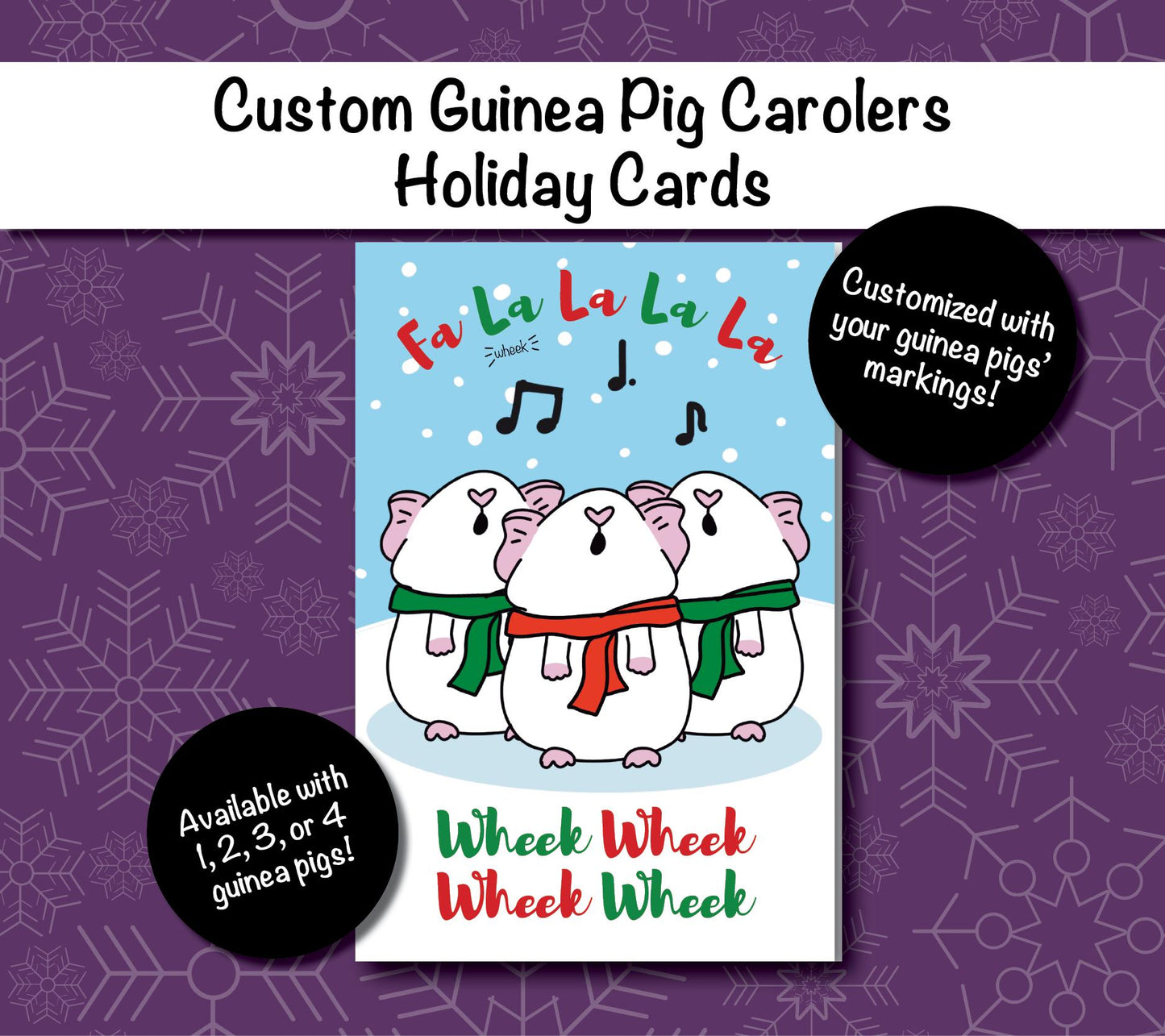 Custom Guinea Pig Carolers Holiday Card | Folding Card | Christmas Cards