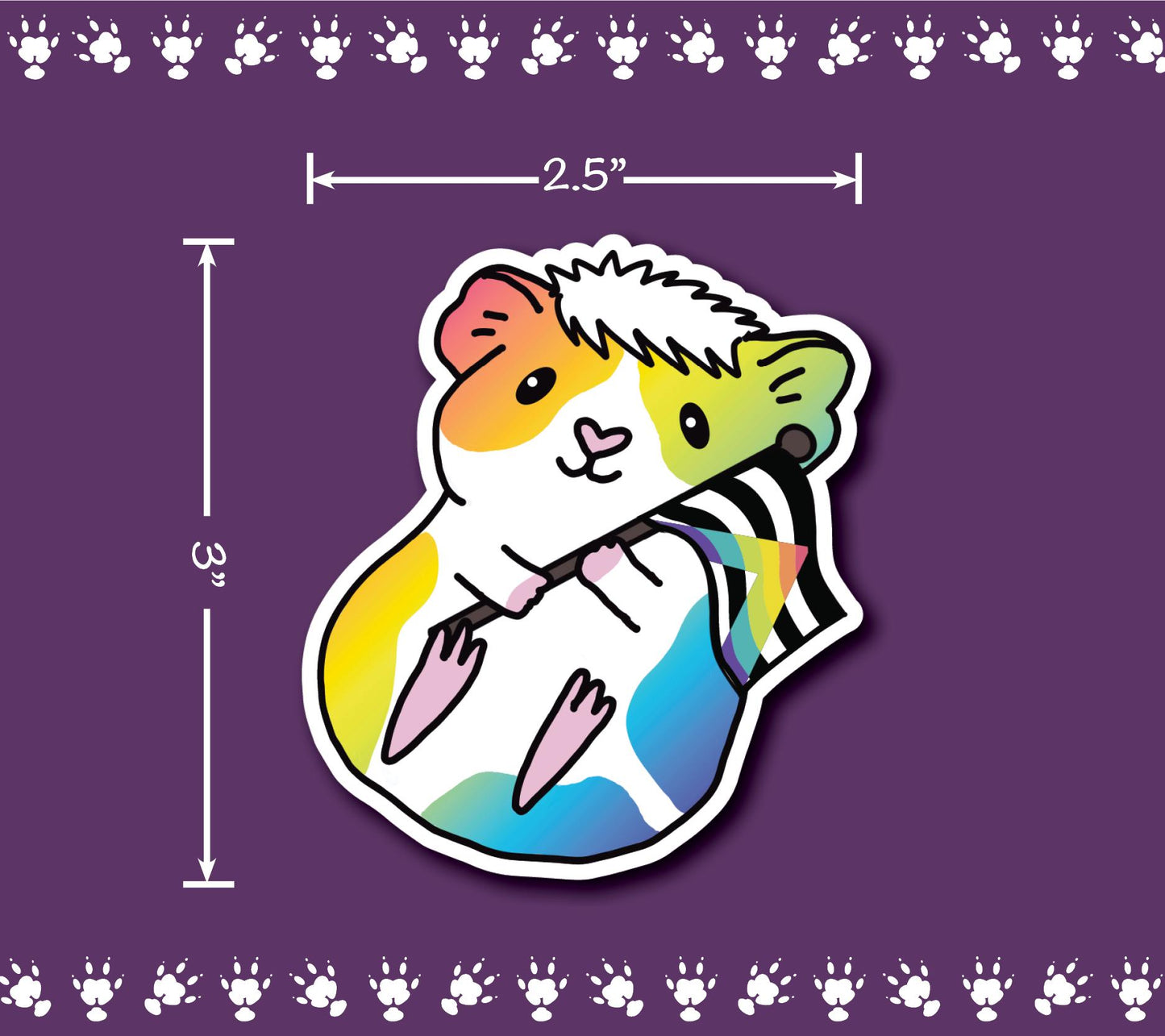 Ally Guinea Pig Sticker | LGBTQ+ Piggy, Holographic Heart Vinyl
