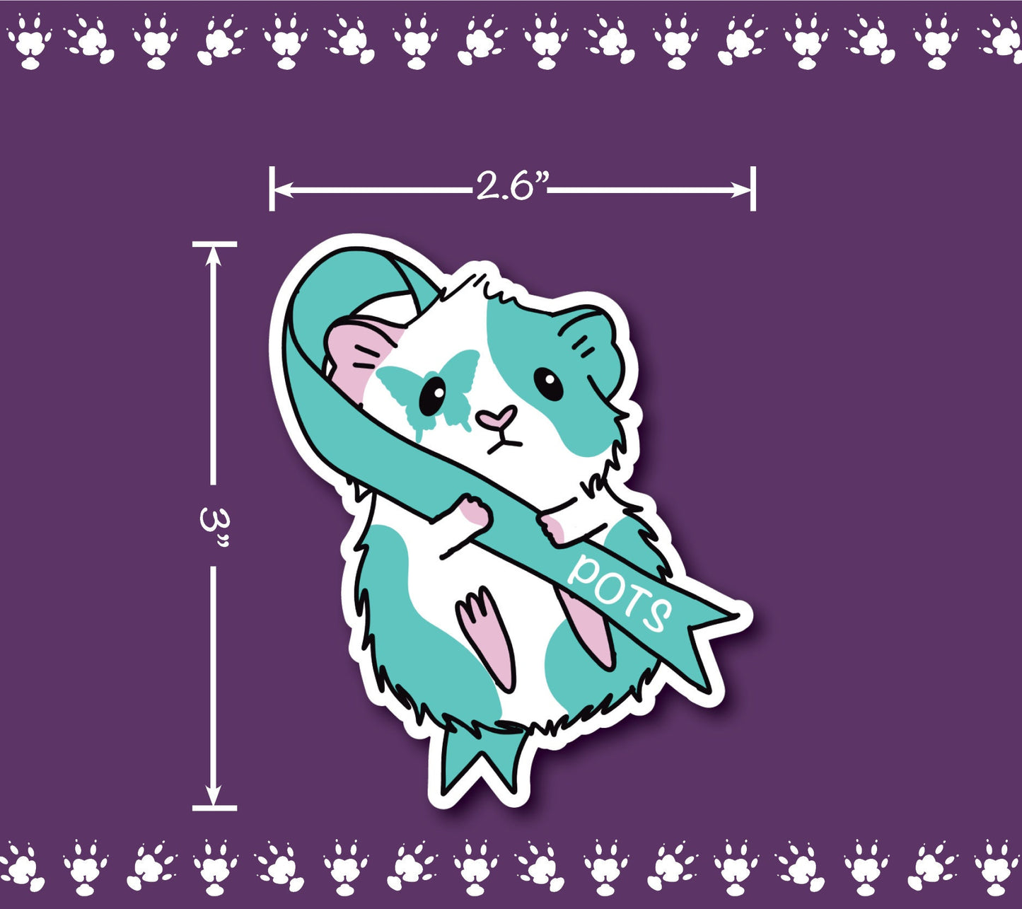 POTS Awareness Guinea Pig Sticker | Water Bottle, Laptop Decal