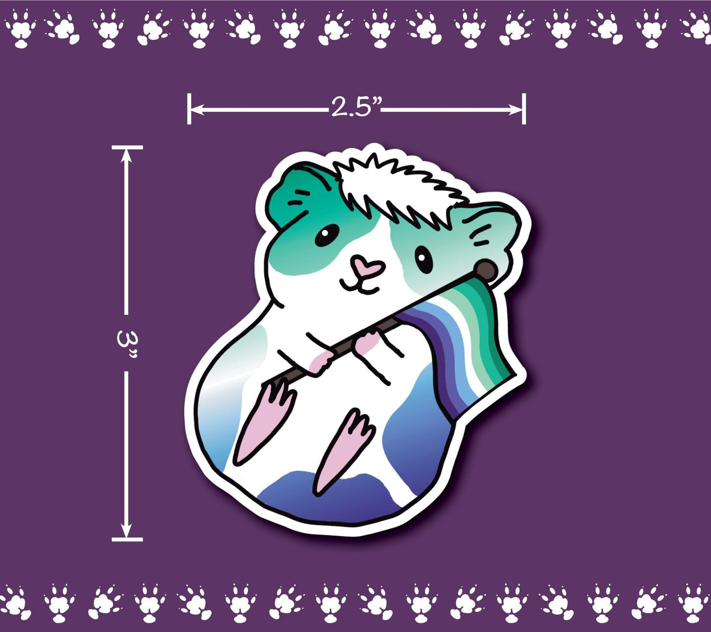 Gay Guinea Pig Sticker | Holographic Heart, LGBTQ+ Pride