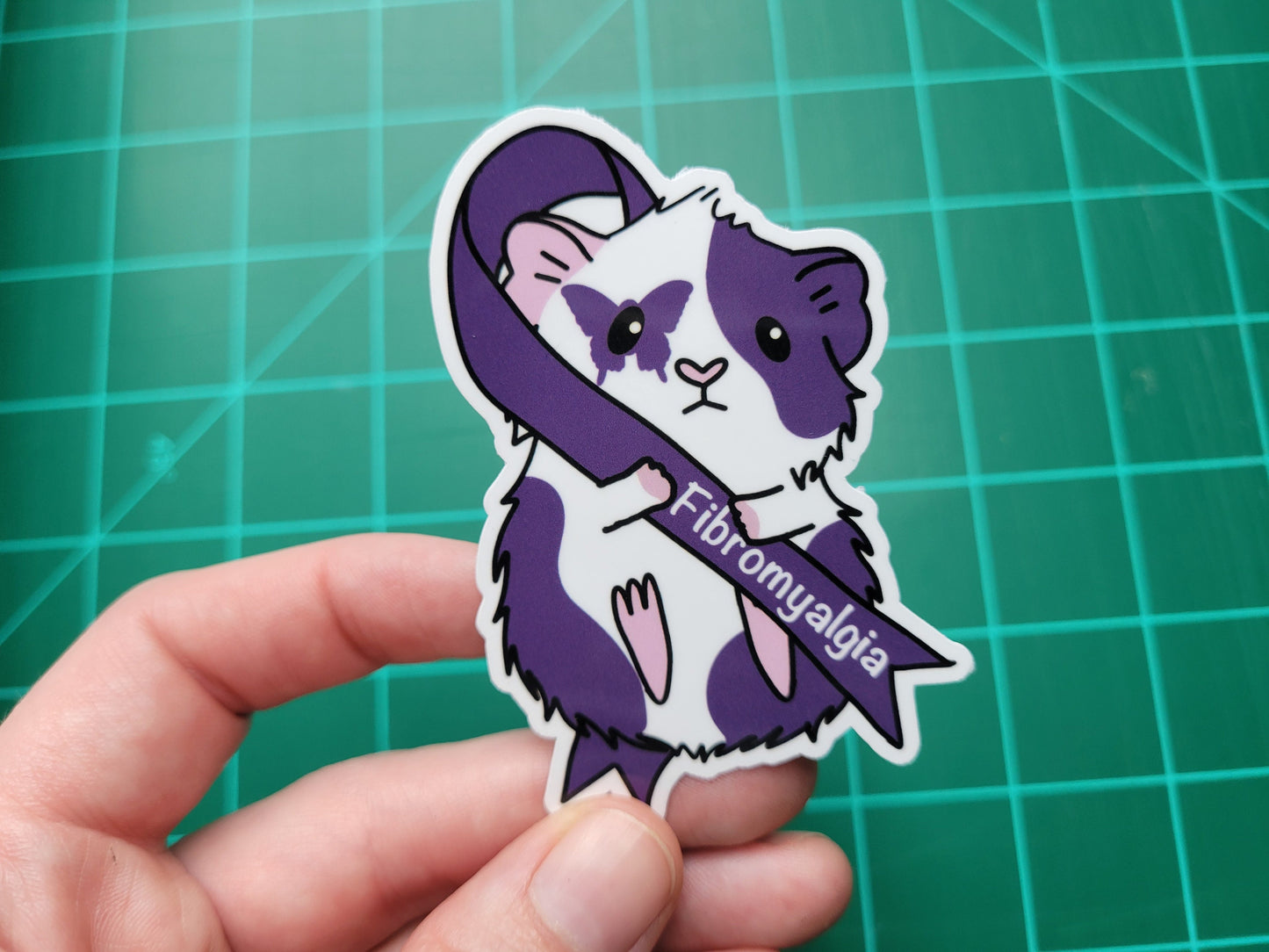 Fibromyalgia Awareness Guinea Pig Sticker | Water Bottle, Laptop Decal