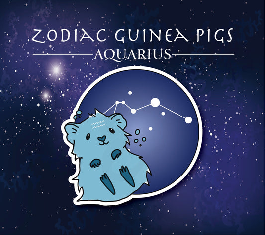 Aquarius Guinea Pig Sticker - Zodiac Piggy Decal