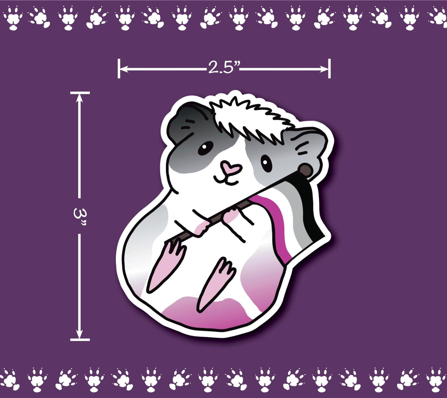 Asexual Pride Guinea Pig Sticker | Holographic Heart Vinyl Decal
