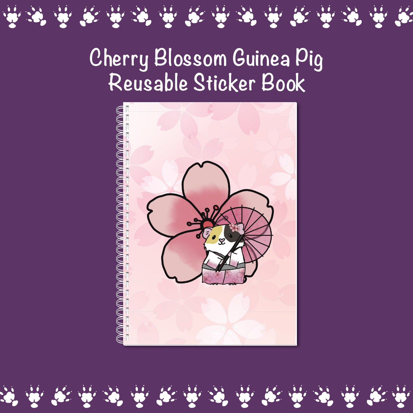 Cherry Blossom Guinea Pig Reusable Sticker Book