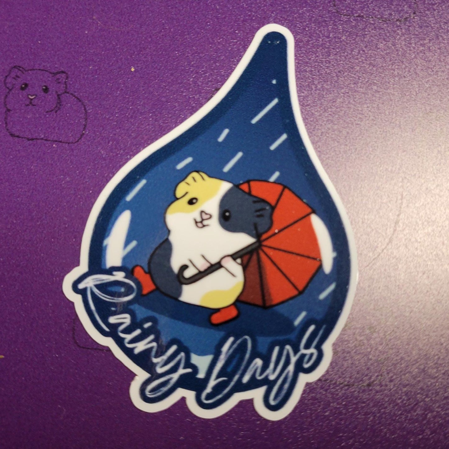 Rainy Days Guinea Pig Stickers | stickers for car, water bottle, laptop & more