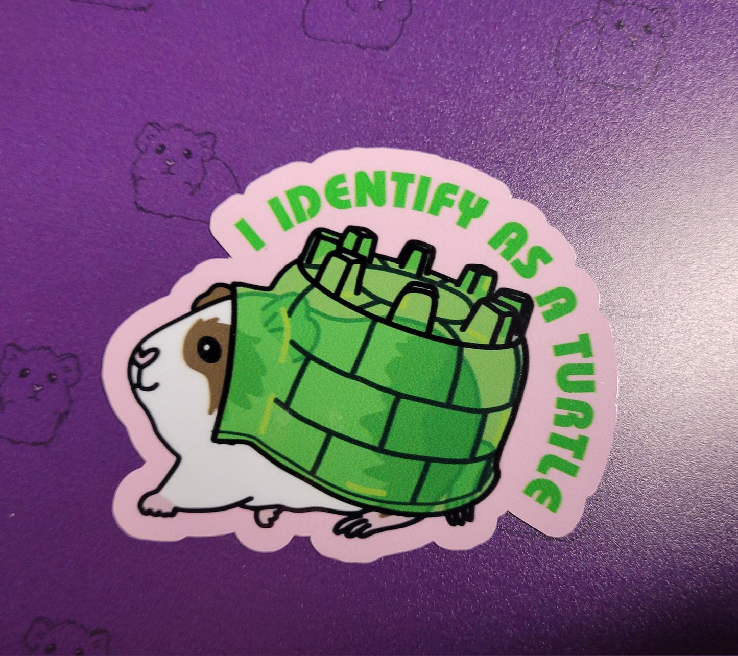 I Identify as a Turtle ~ Guinea Pig Stickers | stickers for car, water bottle, laptop & more