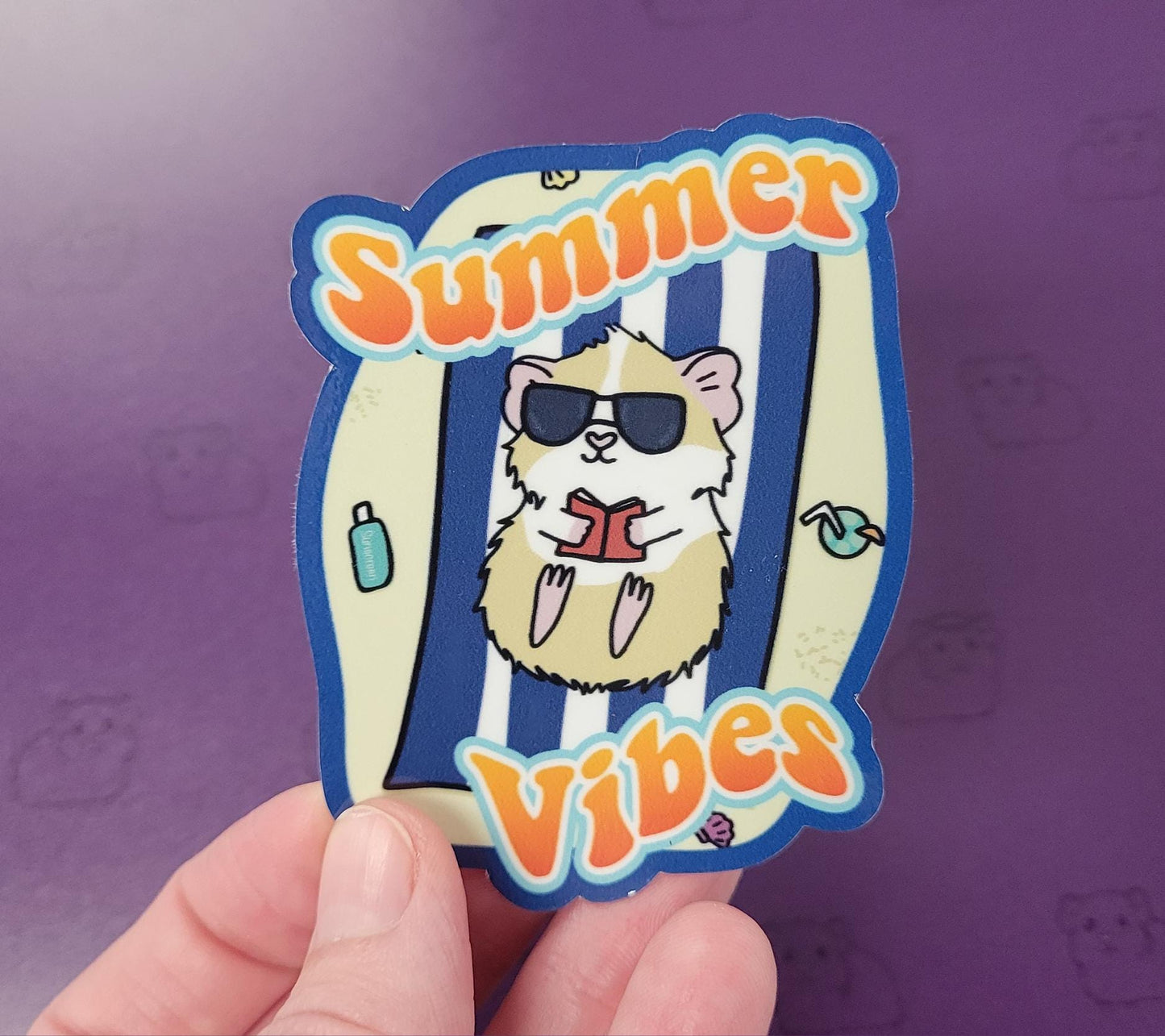 Summer Vibes Guinea Pig Stickers | stickers for car, water bottle, laptop & more