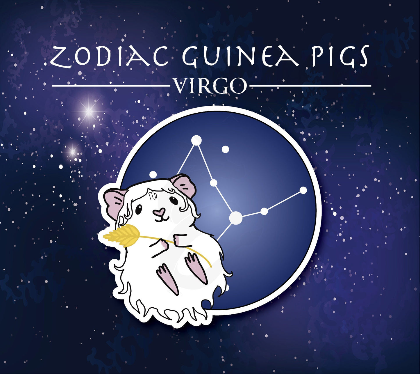 Virgo Guinea Pig Sticker - Zodiac Piggy Decal