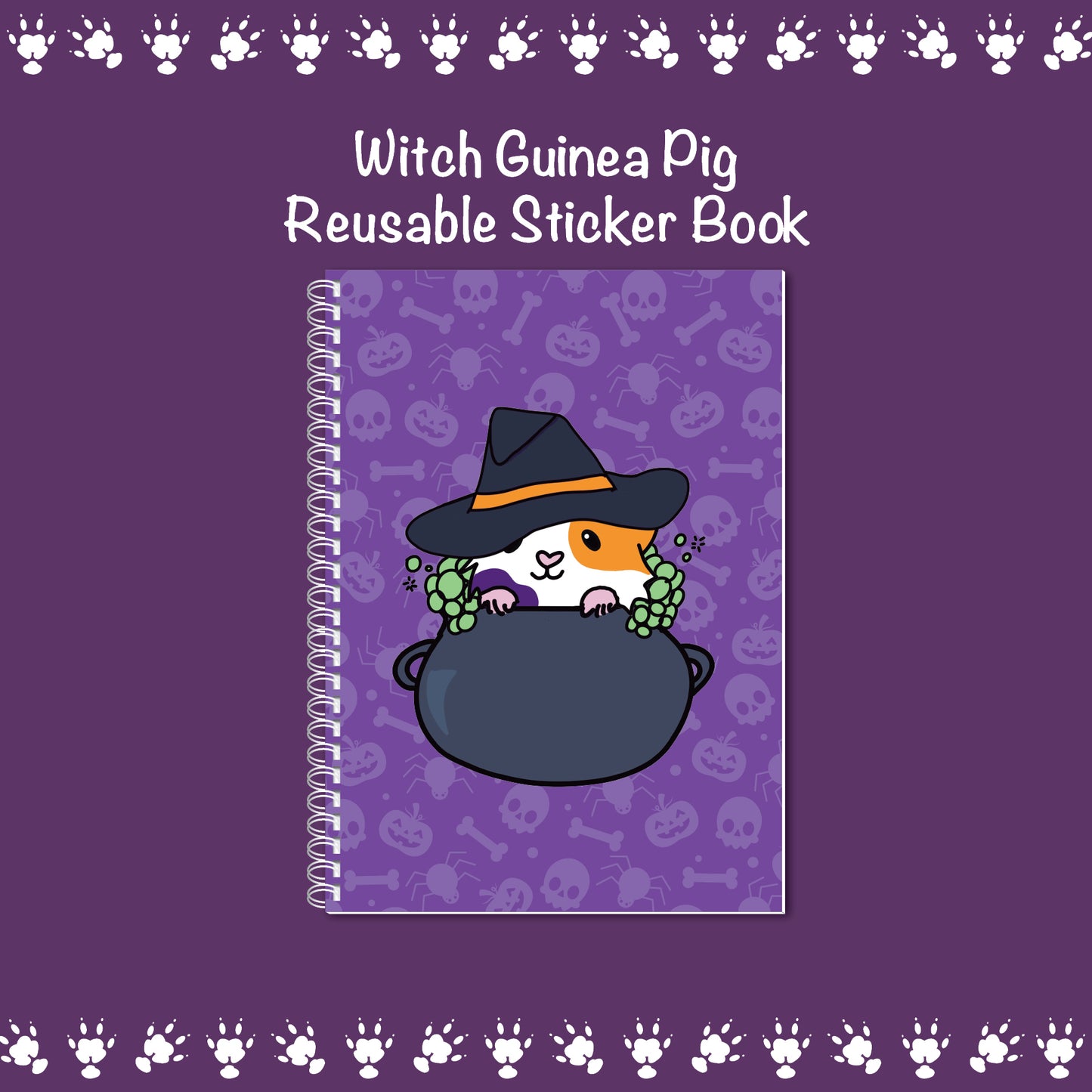 Witch Guinea Pig Reusable Sticker Book