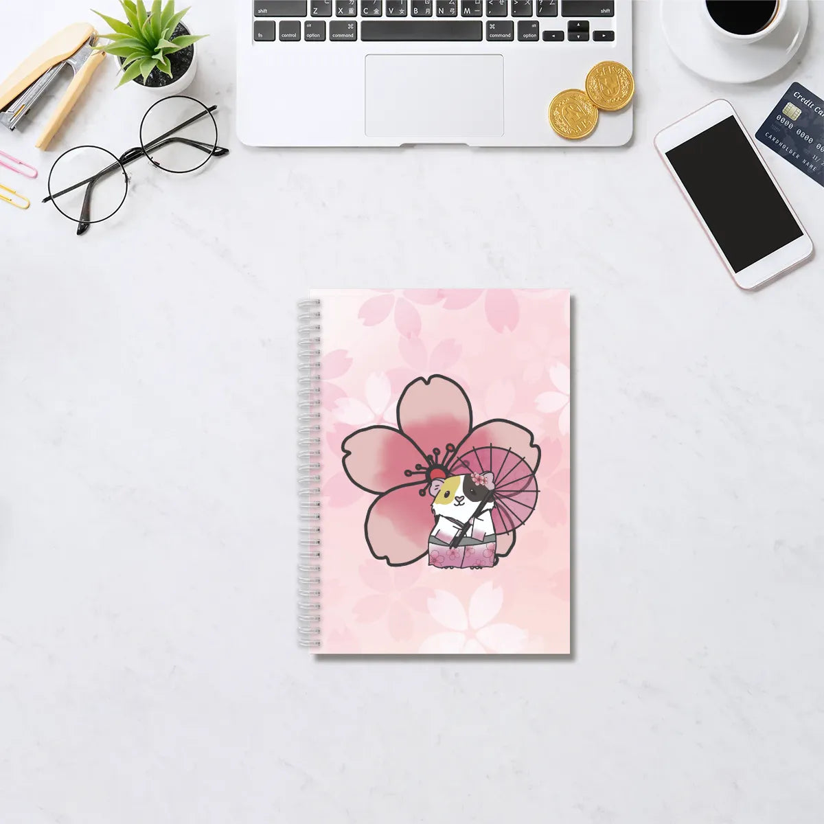 Cherry Blossom Guinea Pig Reusable Sticker Book