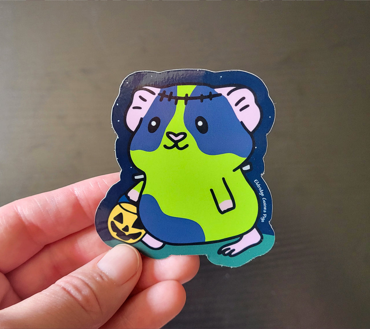 Franken-Piggy Trick or Treat Sticker