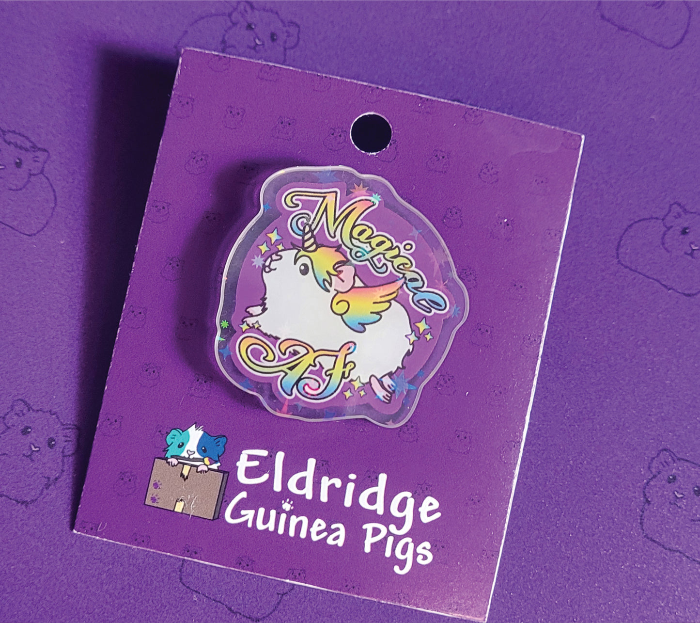 Magical AF Guinea Pig Unicorn Acrylic Pin
