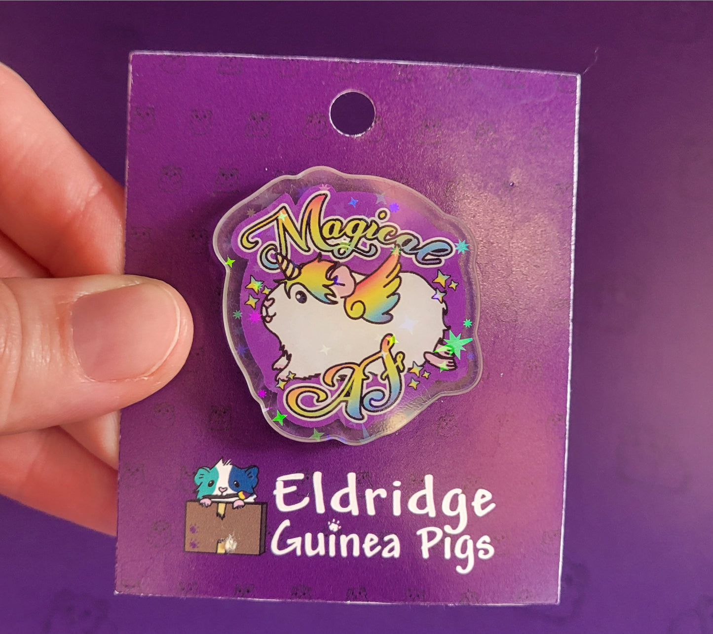 Magical AF Guinea Pig Unicorn Acrylic Pin