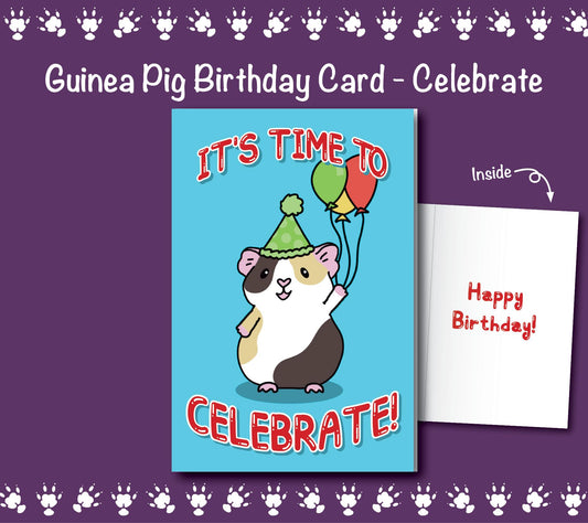 Guinea Pig Birthday Card - Celebrate | Folding Card