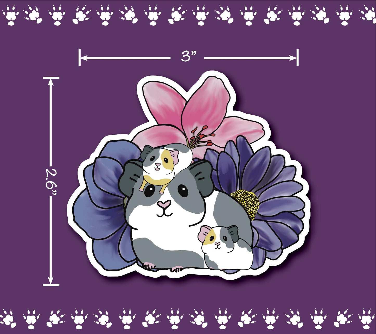 Mama Guinea Pig of Two Vinyl Sticker | Water Resistant, Mother's Day Gift