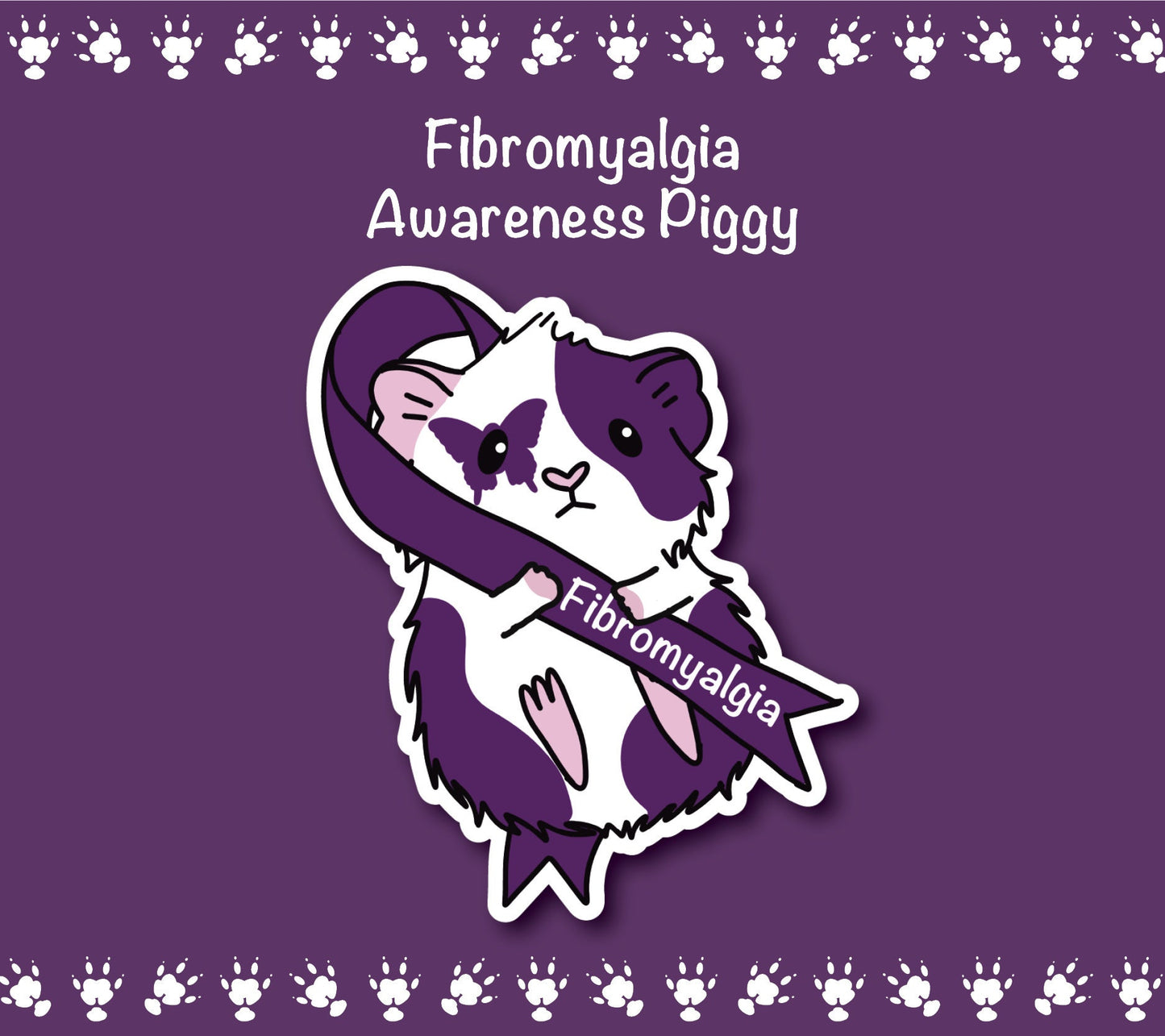 Fibromyalgia Awareness Guinea Pig Sticker | Water Bottle, Laptop Decal