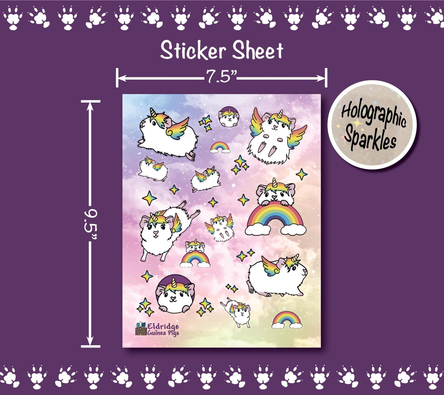 Magical AF Guinicorn Bundle – Guinea Pig Unicorn Sticker Sheet, Notepad & Acrylic Pin