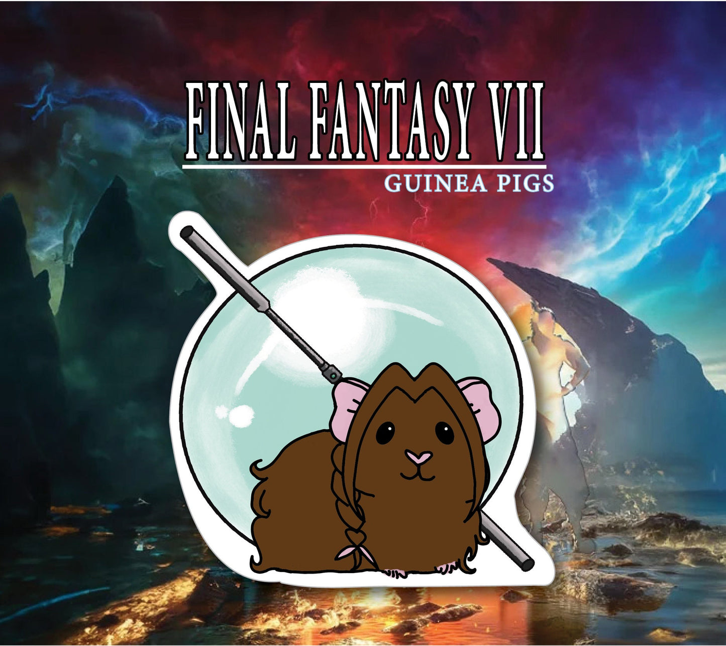 Aerith Guinea Pig Sticker | FF7-Inspired Water Resistant Vinyl Decal