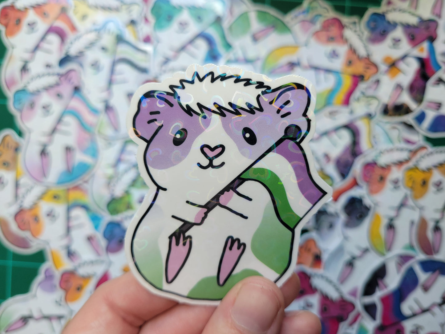 Gender Queer Guinea Pig Sticker | Holographic LGBTQ+ Vinyl Decal