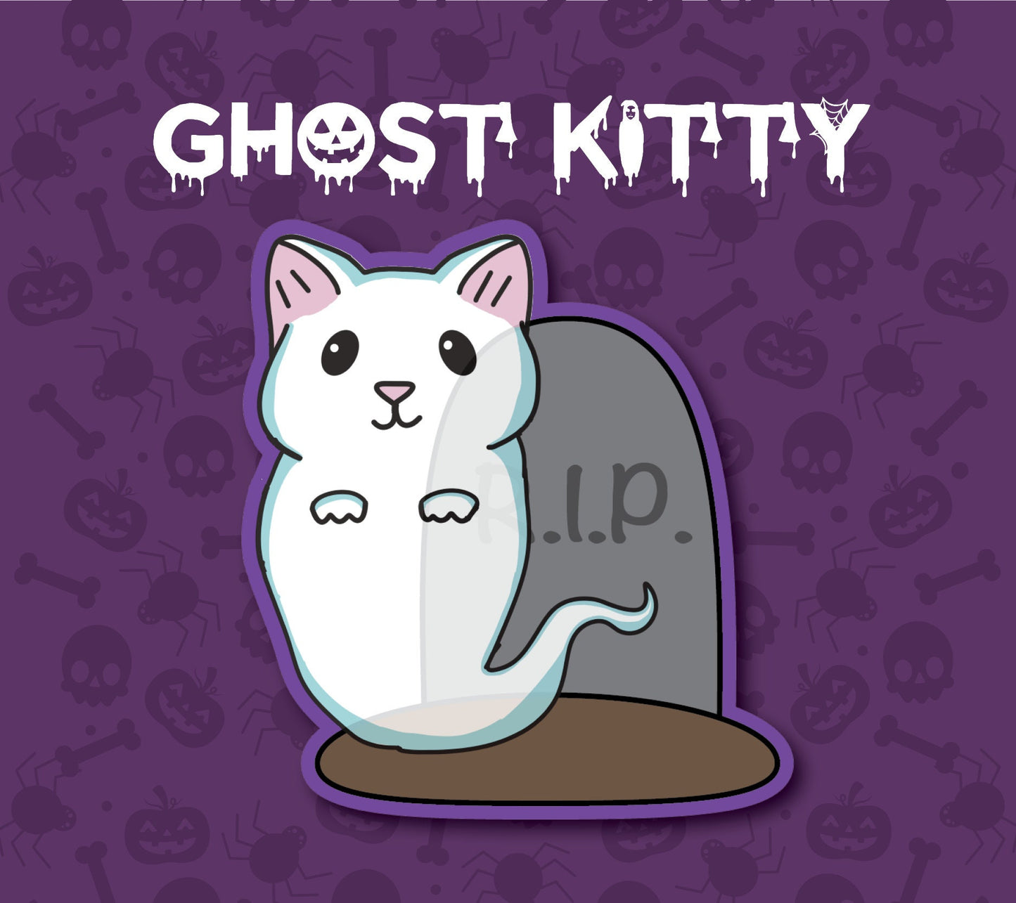 Ghost Kitty Vinyl Sticker | Halloween Pet Lover Gift