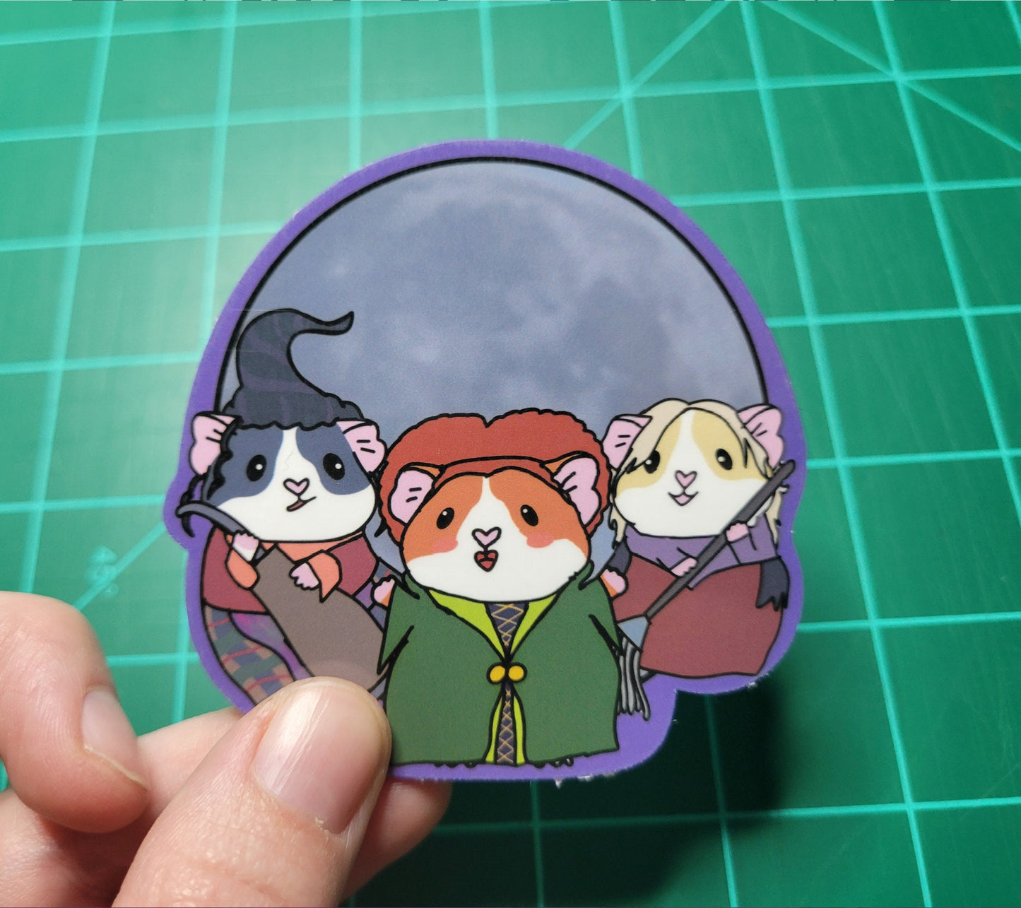 Witch Sisters Guinea Pig Sticker | Halloween, Water Resistant