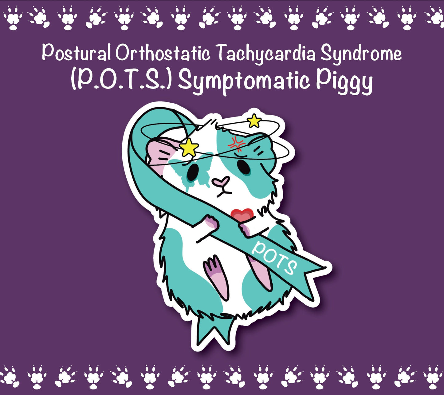 POTS Symptomatic Guinea Pig Sticker | Water Bottle, Laptop Decal