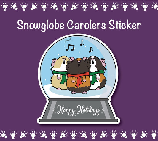 Snowglobe Carolers Sticker | stickers for car, water bottle, laptop & more | Perfect gift for guinea pig lovers