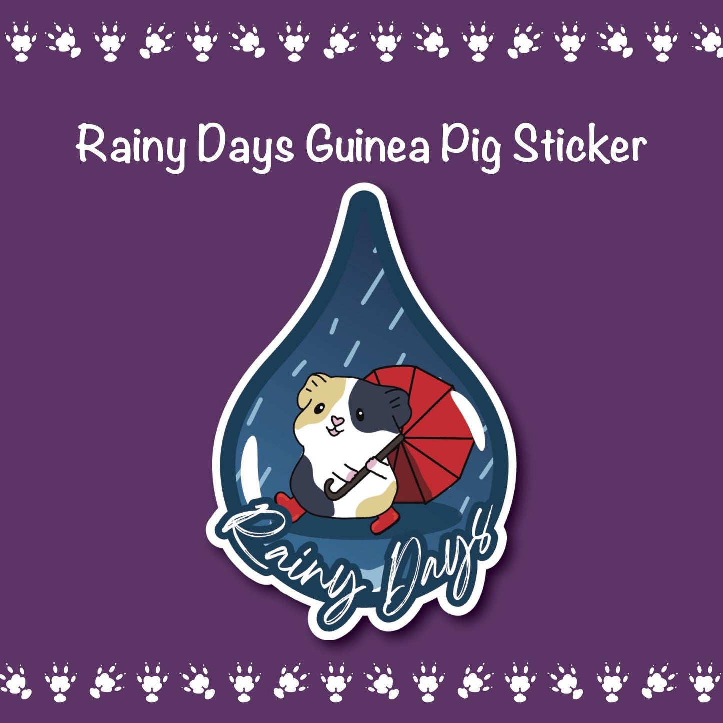 Rainy Days Guinea Pig Stickers | stickers for car, water bottle, laptop & more