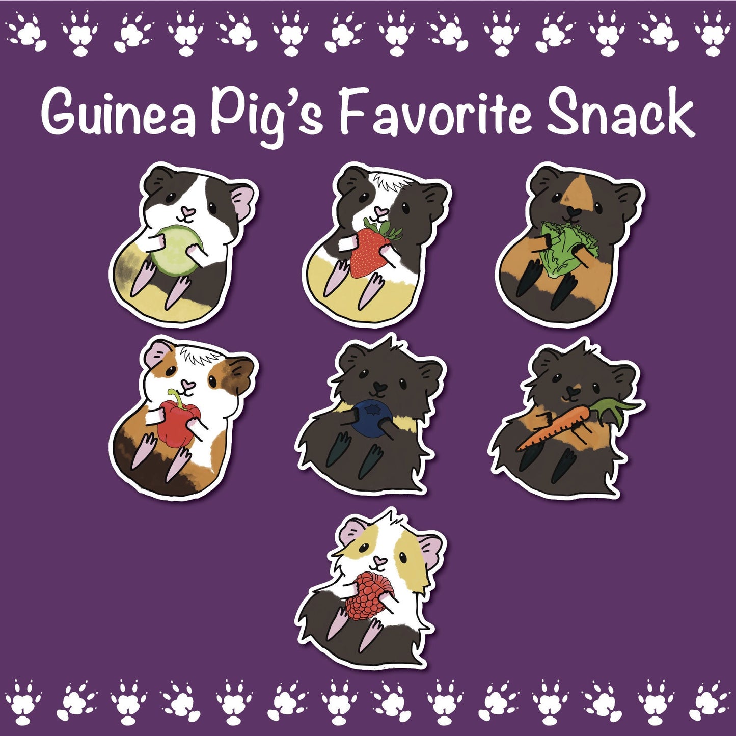 Guinea Pig's Favorite Snack Stickers | Water resistant stickers for car, waterbottle, laptop & more | Perfect gift for guinea pig lovers