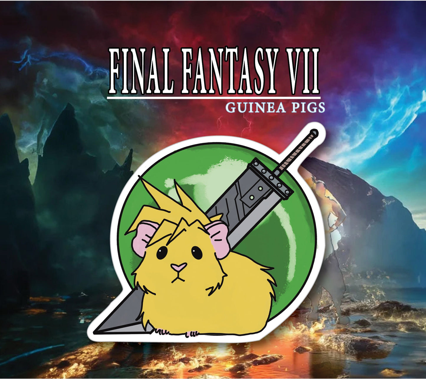 Cloud Guinea Pig Sticker | FF7-Inspired, Water Resistant Vinyl Decal