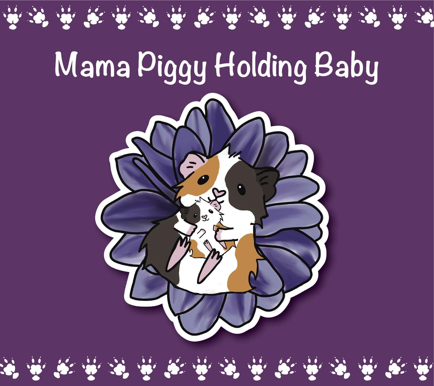 Mama Piggy Holding Baby Sticker | Guinea Pig Lover Gift