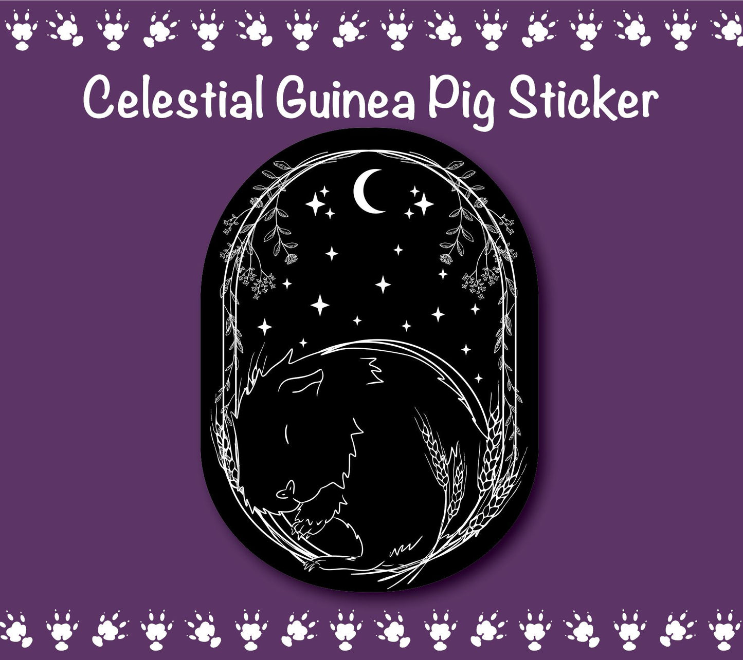 Celestial Guinea Pig Sticker | Water Resistant Vinyl Decal