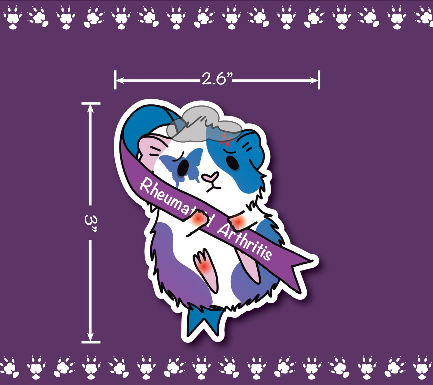 RA Guinea Pig Symptomatic Sticker | Laptop, Water Bottle Decal