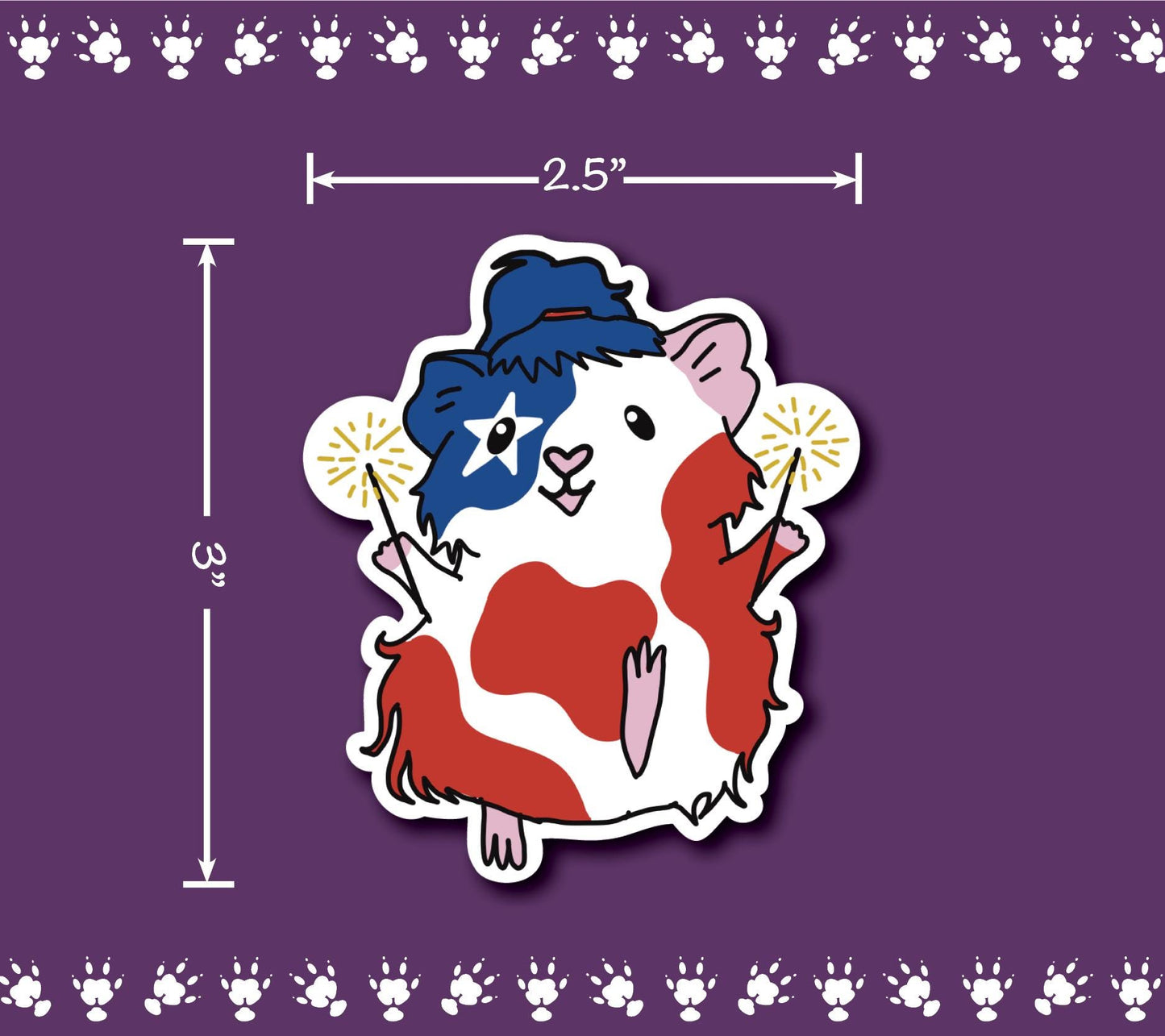 American Celebration Guinea Pig Sticker | stickers for car, water bottle, laptop & more | Perfect gift for guinea pig lovers