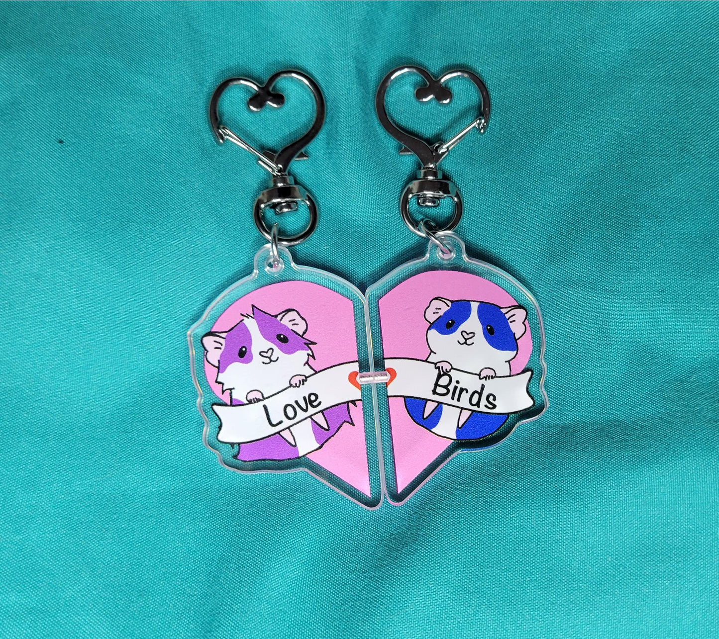 Guinea Pig Love Birds Keychain Set | Magnetic Acrylic Keychains