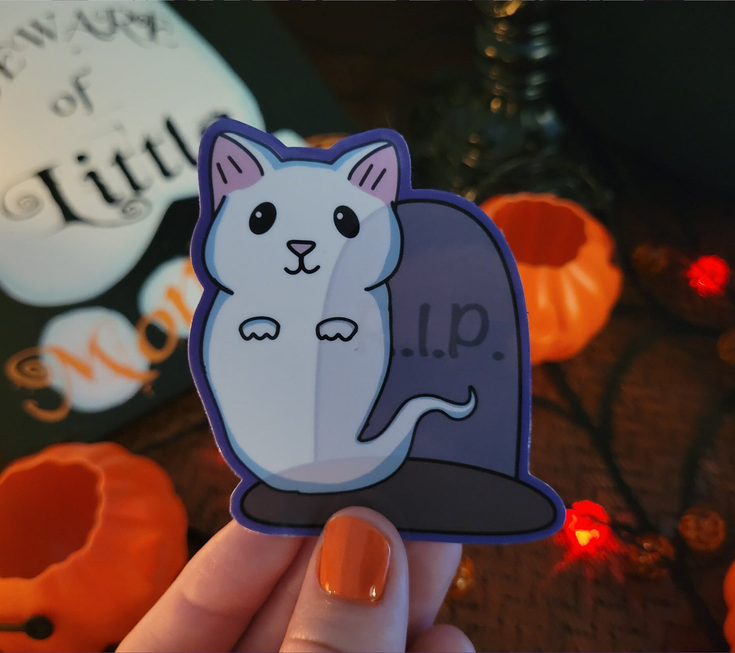 Ghost Kitty Vinyl Sticker | Halloween Pet Lover Gift
