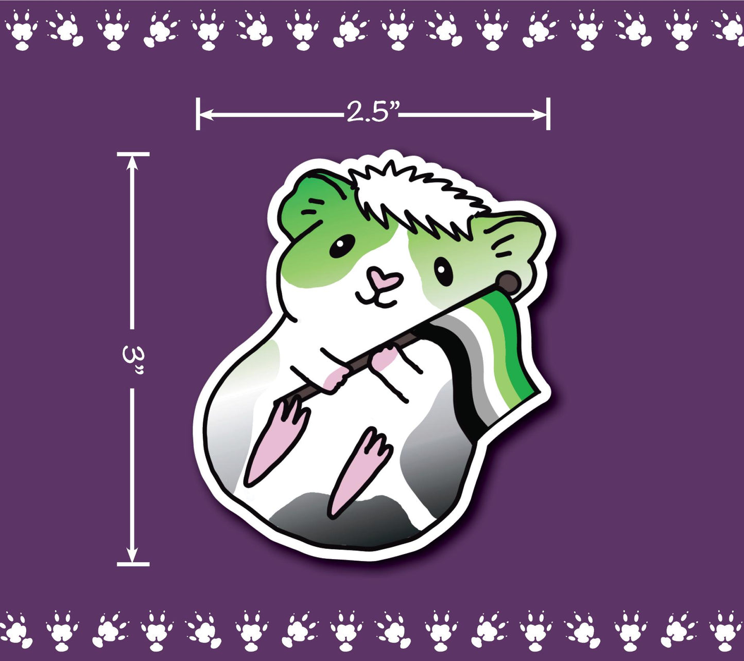 Aromantic Guinea Pig Sticker | Holographic Heart Decal