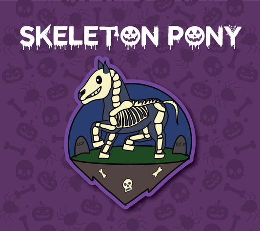 Skeleton Pony Sticker | Halloween Pet Lover Gift