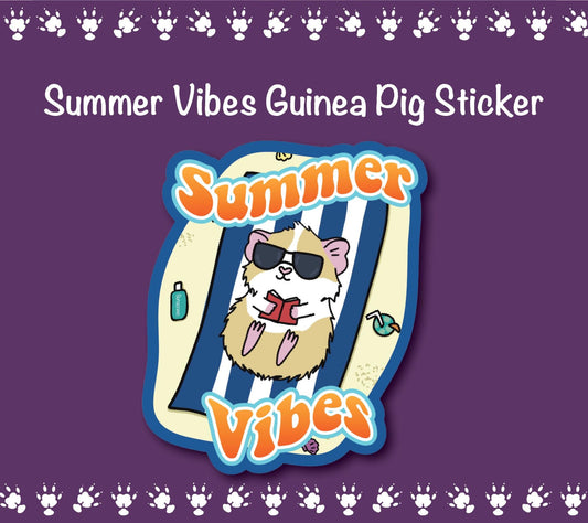Summer Vibes Guinea Pig Stickers | stickers for car, water bottle, laptop & more