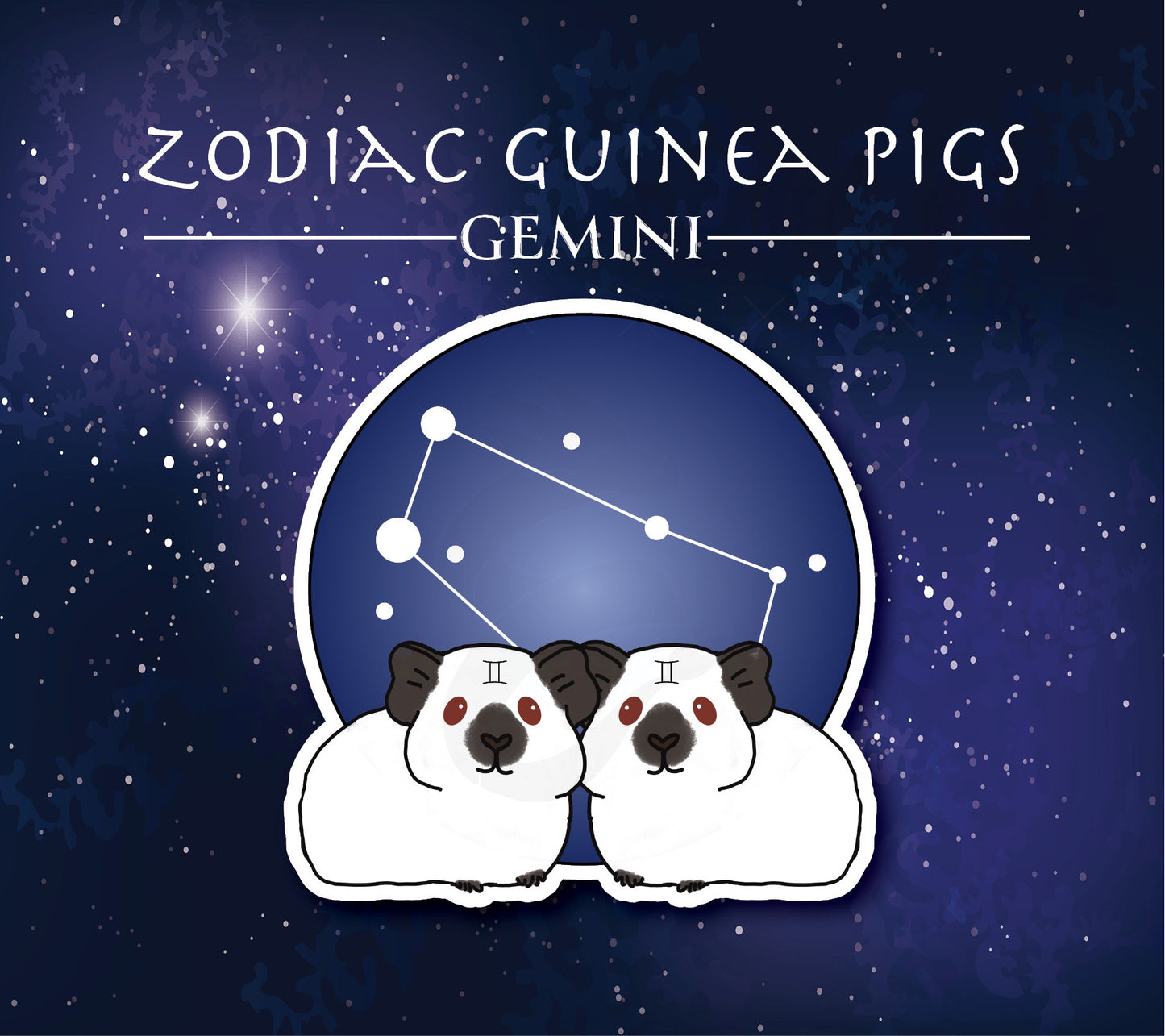 Gemini Guinea Pig Sticker – Zodiac Piggy Decal