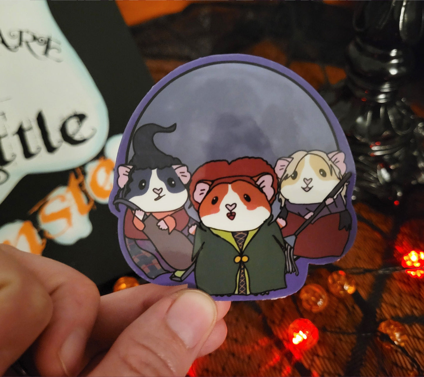 Witch Sisters Guinea Pig Sticker | Halloween, Water Resistant