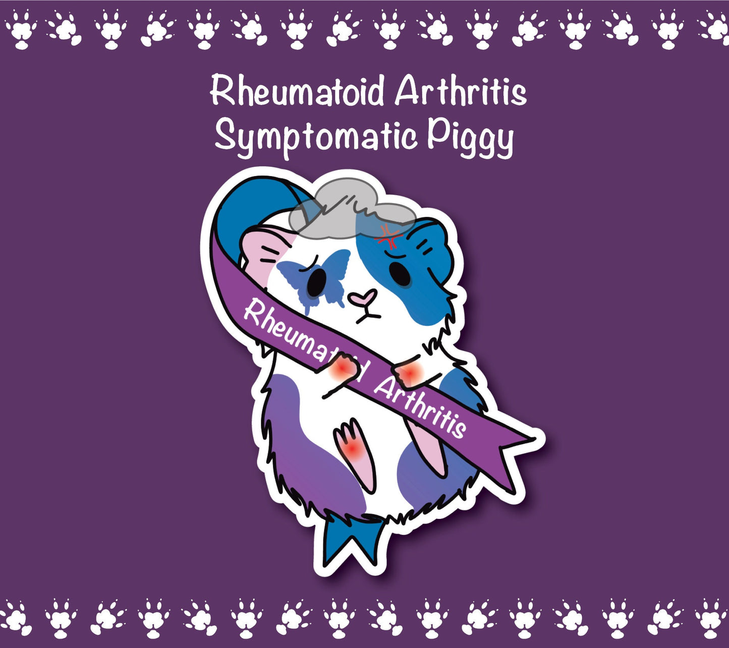 RA Guinea Pig Symptomatic Sticker | Laptop, Water Bottle Decal