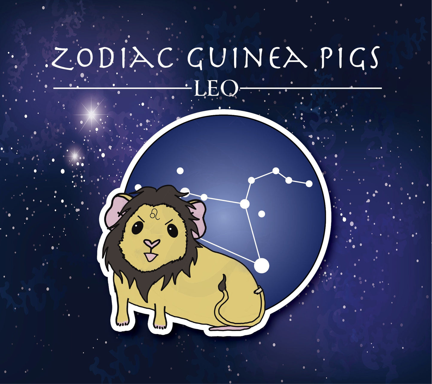 Leo Guinea Pig Sticker - Zodiac Piggy Decal