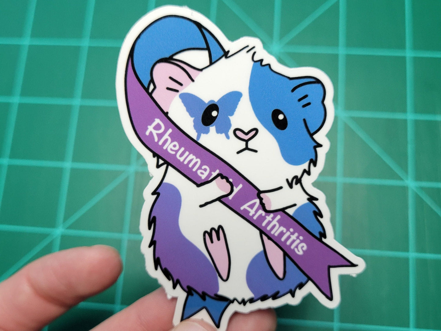 Rheumatoid Arthritis Awareness Guinea Pig Sticker | Water Resistant Vinyl