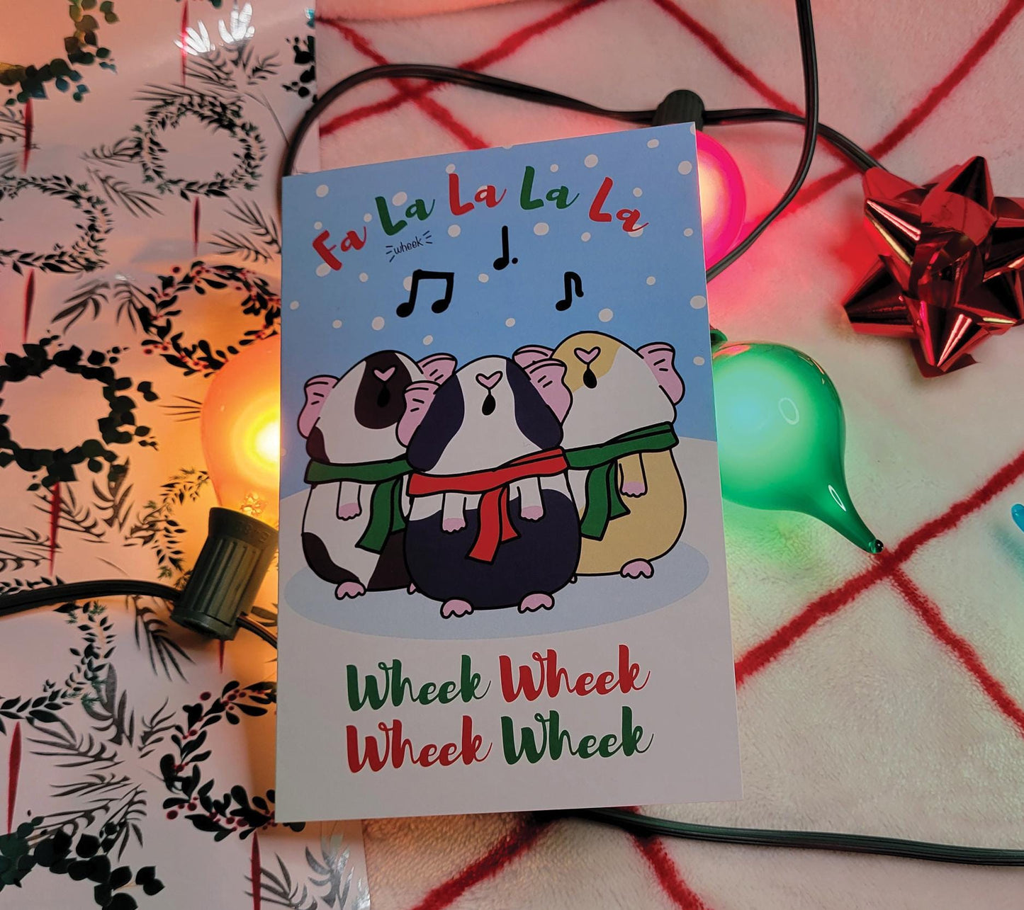 Guinea Pig Carolers Holiday Card | Folding Card