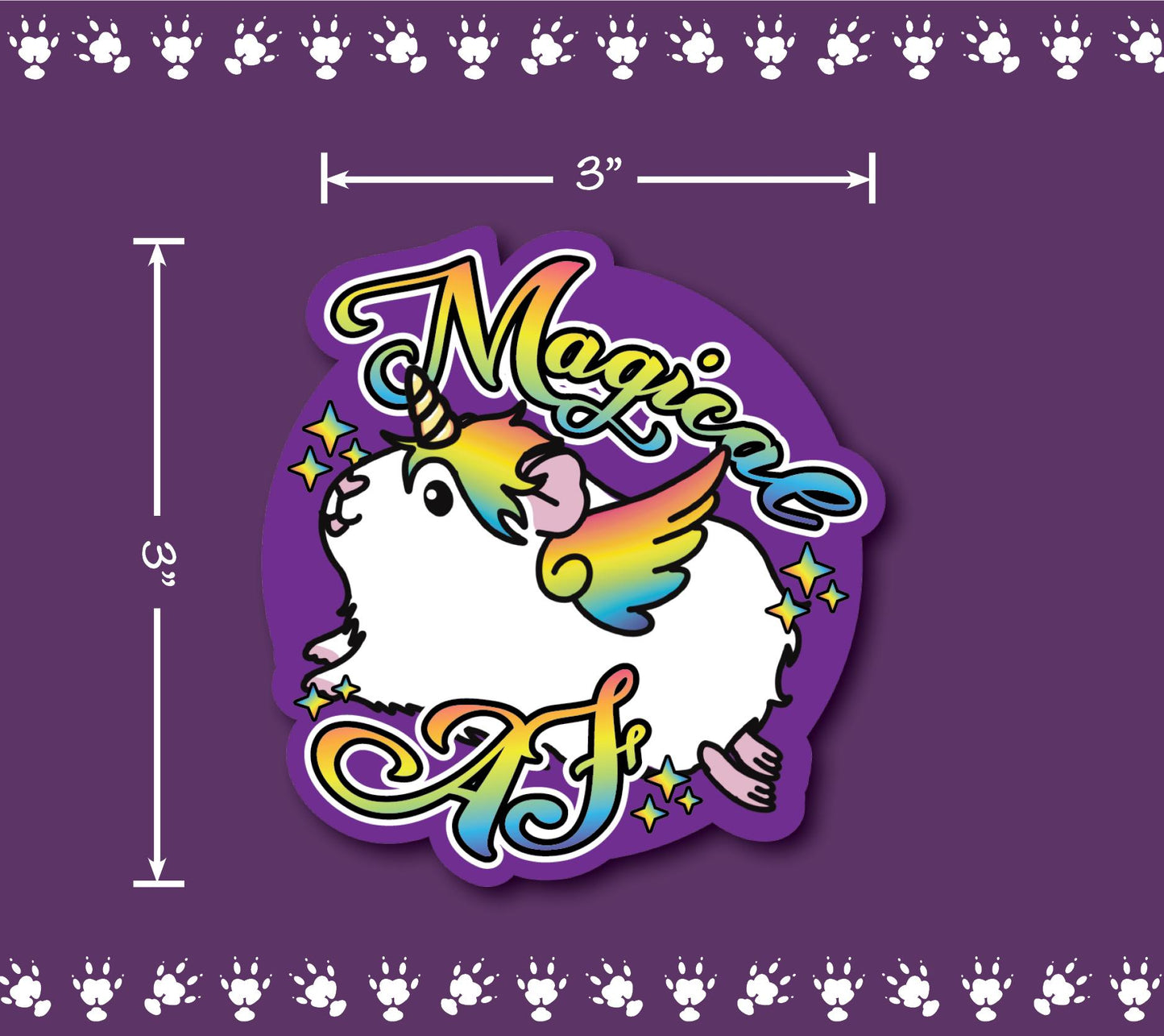 Magical AF Unicorn Guinea Pig Sticker | Holographic Sparkle, Water-Resistant