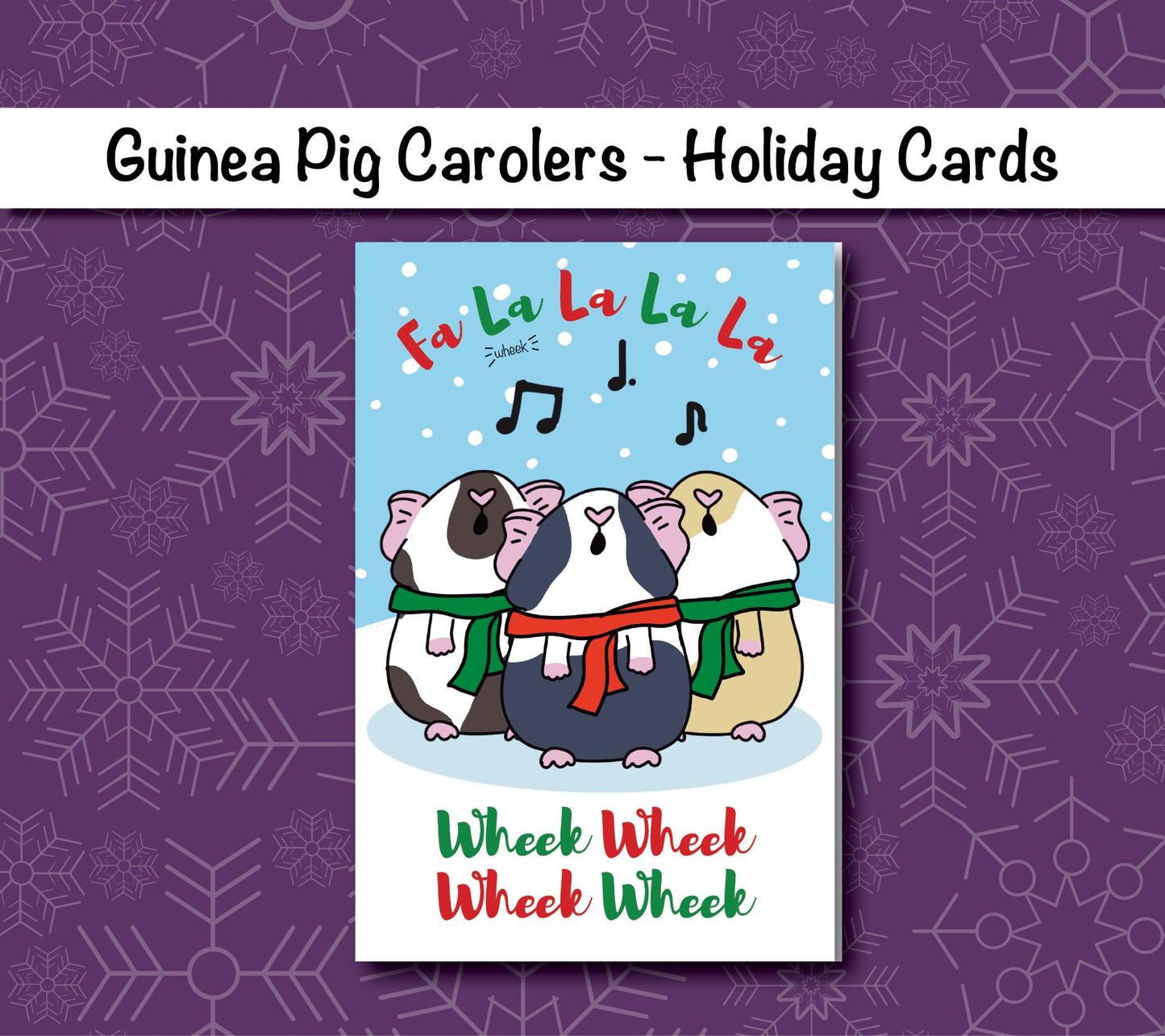 Guinea Pig Carolers Holiday Card | Folding Card
