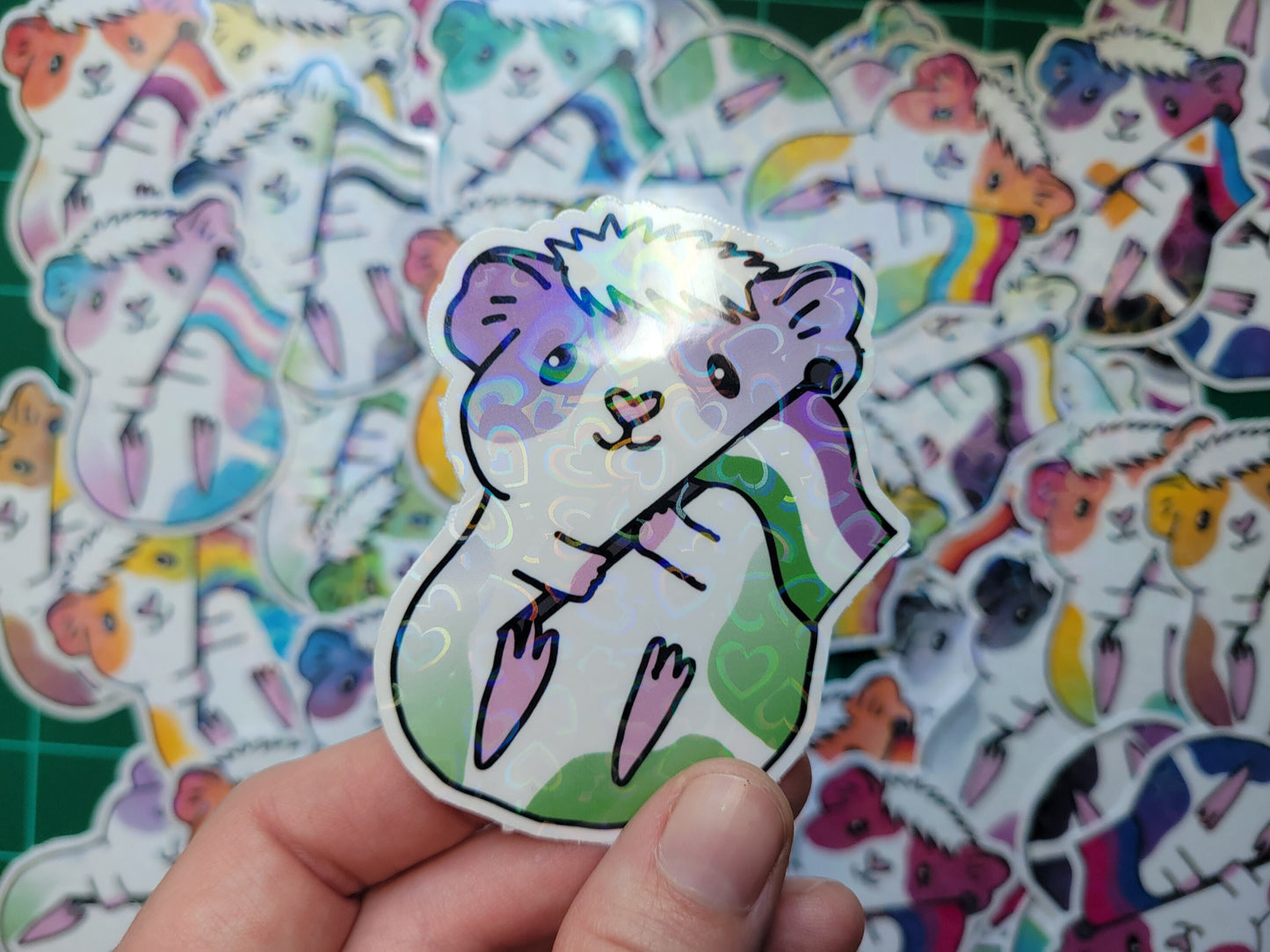 Gender Queer Guinea Pig Sticker | Holographic LGBTQ+ Vinyl Decal