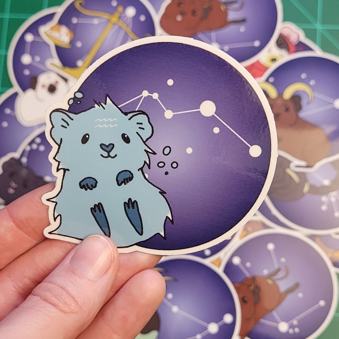 Aquarius Guinea Pig Sticker - Zodiac Piggy Decal
