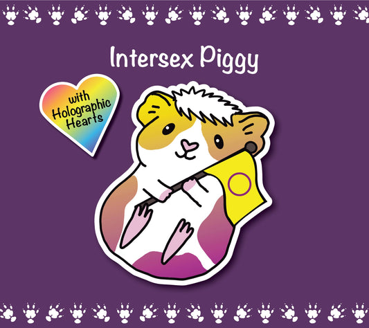 Intersex Guinea Pig Sticker | Holographic Heart Vinyl Decal